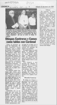 Obispos Contreras y Camus como tablas con Cardenal  [artículo].