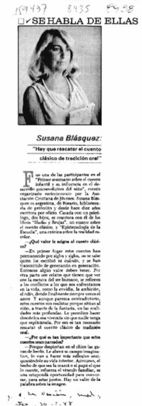 "Hay que rescatar el cuento clásico de tradición oral"  [artículo].