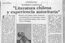 "Literatura chilena y experiencia autoritaria"  [artículo] J. L.