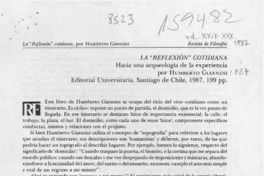 La "reflexión" cotidiana, hacia una arquelogía de la experiencia  [artículo] Margarita Schultz.