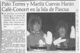 Pato Torres y Marilú Cuevas harán café-concert en la Isla de Pascua  [artículo].