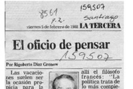 El oficio de pensar  [artículo] Rigoberto Díaz Gronow.