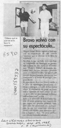 Bravo volvió con su espectáculo --  [artículo].