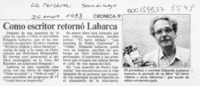 Como escritor retornó Labarca  [artículo].