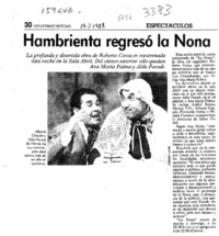 Hambrienta regresó la Nona  [artículo].