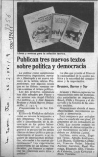 Publican tres nuevos textos sobre política y democracia  [artículo].