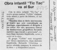 Obra infantil "Tic tac" va al sur  [artículo].