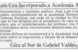 José Luis Cea incorporado a Academia Argentina  [artículo].