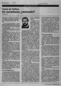 Textos de política, un socialismo renovado?  [artículo] Jorge Olave.