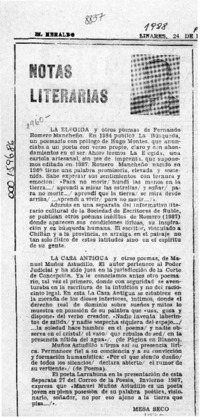 Notas literarias  [artículo] Mesa Seco.