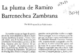La pluma de Ramiro Barrenechea Zambrana  [artículo] Wellington Rojas Valdebenito.