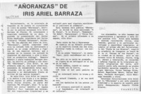 "Añoranzas" de Iris Ariel Barraza  [artículo] Tránsito.