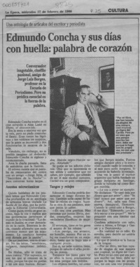 Edmundo Concha y sus días con huella, palabra de corazón  [artículo].
