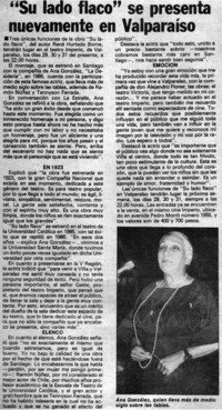 "Su lado flaco" se presenta nuevamente en Valparaíso