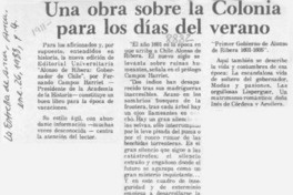 Una Obra sobre la Colonia para los días del verano  [artículo].