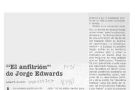 "El anfitrión" de Jorge Edwards  [artículo] Agata Gligo.