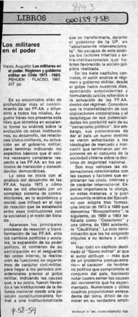 Los militares en el poder  [artículo] Mario Sepúlveda Squella.