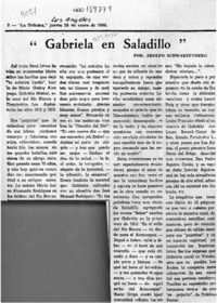 "Gabriela en Saladillo"  [artículo] Adolfo Schwarzenberg.