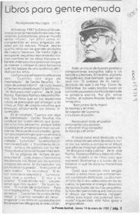 Libros para gente menuda  [artículo] Marino Muñoz Lagos.