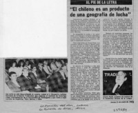 "El Chileno es un producto de una geografía de lucha"  [artículo].