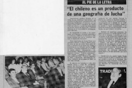 "El Chileno es un producto de una geografía de lucha"  [artículo].