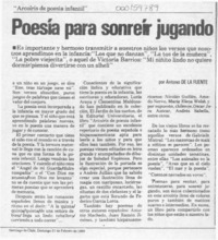 Poesía para sonreír jugando  [artículo] Antonio de la Fuente.