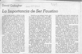La importancia de ser Faustino  [artículo] David Gallagher.