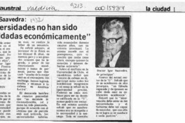 Dr. Igor Saavedra, "Universidades no han sido respaldadas económicamente"  [artículo].