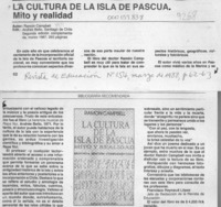 La cultura de la Isla de Pascua  [artículo] Francisco Raynaud López.