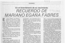 Recuerdo de Mariano Egaña Fabres