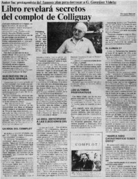 Libro revelará secretos del complot de Colliguay