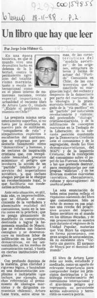 Un libro que hay que leer  [artículo] Jorge Iván Hubner G.