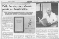 Pablo Neruda, cinco años de poesía y el Fausto latino  [artículo] Antonio Martínez.