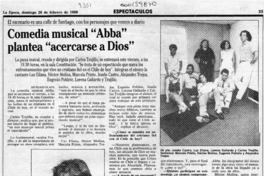 Comedia musical "Abba" plantea "acercarse a Dios"  [artículo] Myriam Olate.