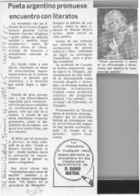 Poeta argentino promueve encuentro con literatos