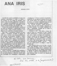 Ana Iris  [artículo] Fedora Lynn.