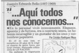 " -- Aquí todos nos conocemos -- "  [artículo] Cristián Rodríguez Meza.