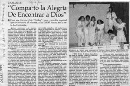 Carloco, "Comparto la alegría de encontrar a Dios"  [artículo].