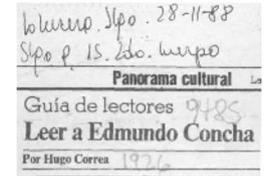 Leer a Edmundo Concha  [artículo] Hugo Correa.