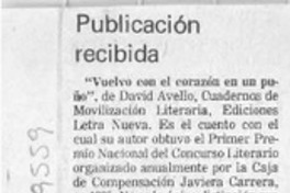 Publicación recibida  [artículo].