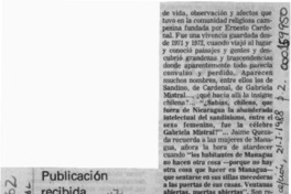 Publicación recibida  [artículo].