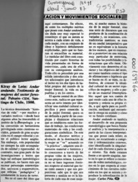 Kirai de León, "Andar andando, testimonio de mujeres del sector forestal"  [artículo] Carlos Piña.