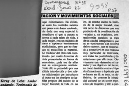 Kirai de León, "Andar andando, testimonio de mujeres del sector forestal"  [artículo] Carlos Piña.