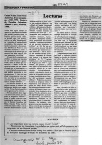 Oscar Waiss, "Chile vivo, memorias de un socialista, 1928-1970"  [artículo] Luis Alvarado.