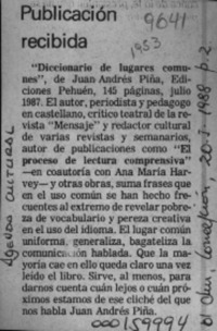 Publicación recibida  [artículo].