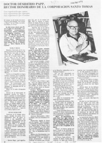 Doctor Desiderio Papp, Rector Honorario de la Corporación Santo Tomás  [artículo] Teresa Varas.