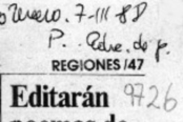 Editarán poemas de D. Maltés  [artículo] Lincoyán Rojas P.