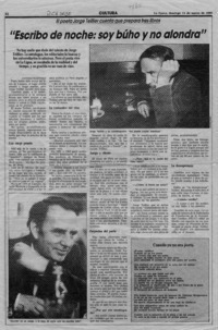 "Escribo de noche, soy búho y no alondra"  [artículo] Antonio Martínez.