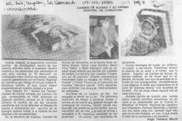 Carmen de Alonso y su Premio Regional de Literatura  [artículo] Hugo Thénoux Moure.