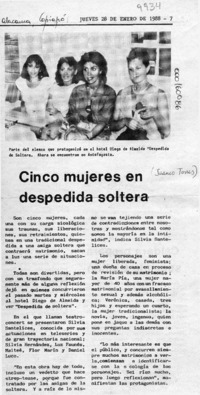 Cinco mujeres en despedida de soltera  [artículo].